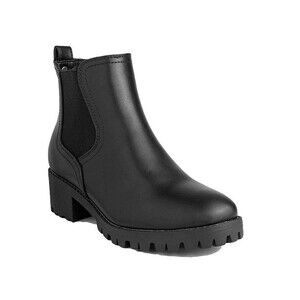 Sugar Womens 8.5 M Black Smooth Faux Leather Chelsea Ankle Booties NIB JO1